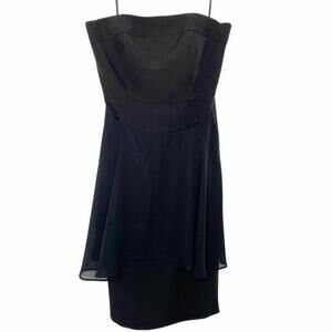 Nanette Lepore Strapless Black Dress Back Flowy Drapes Size 6